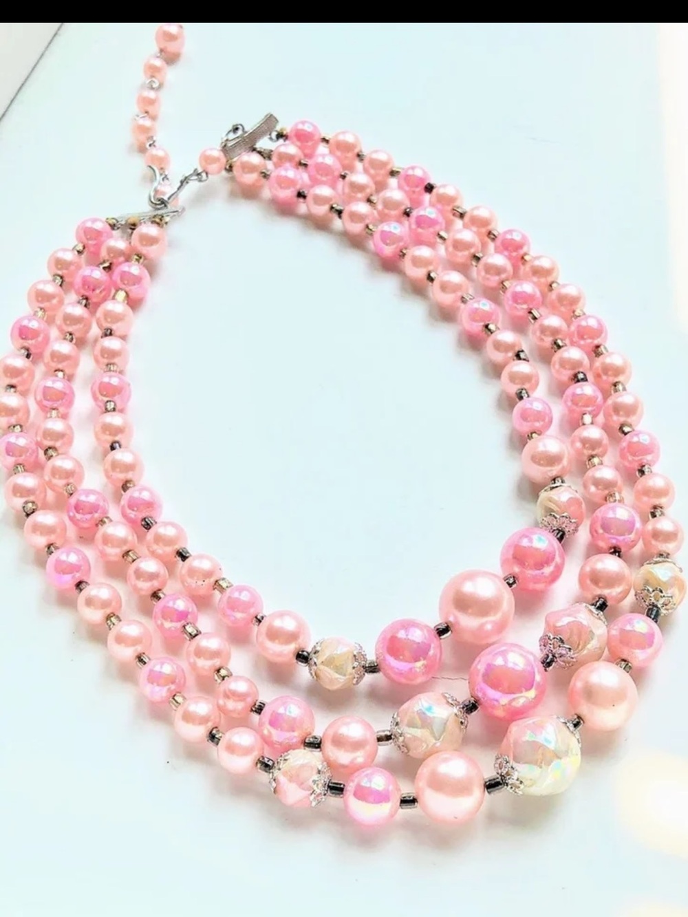Vintage pink JAPAN Bead Choker Necklace
